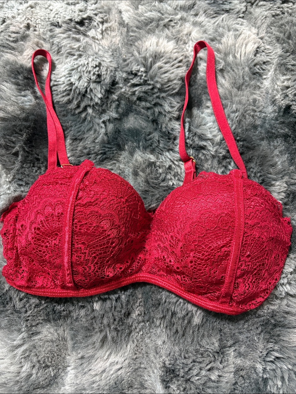 RACHEL Rachel Roy Red Lace Underwire Push-Up Bra